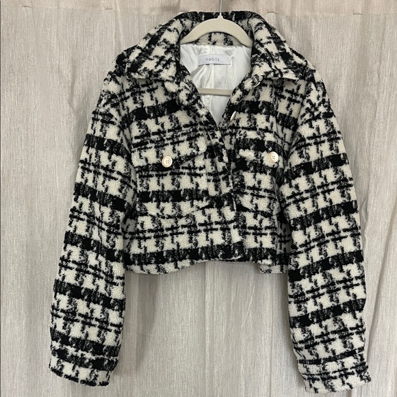 Black & White houndstooth sherpa jacket - Picture 1 of 2